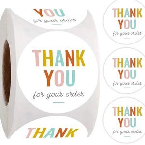 500pcs/roll 1 Inch Round Thank You Stickers For business